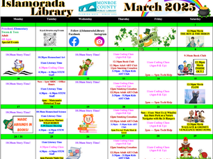 Islamorada Branch monthly calendar