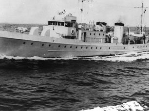 A ship underway on the water