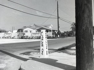 A street marker that says Flagler Ave. on one side and Macmillan Dr on the other.