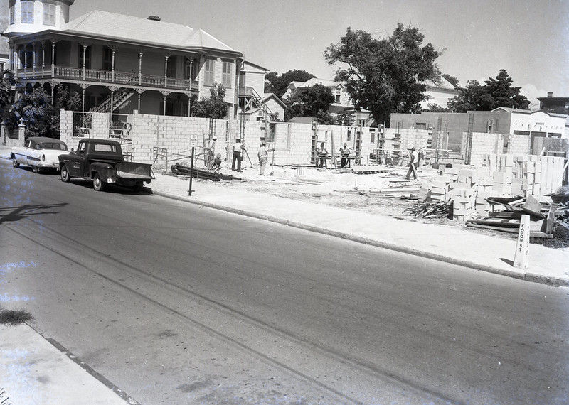 a street with a building under construction