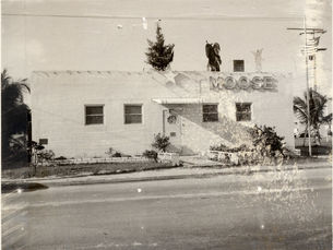 A building with a sign on the facade that reads MOOSE.