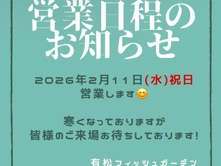 ２月１１日水曜日営業！！！