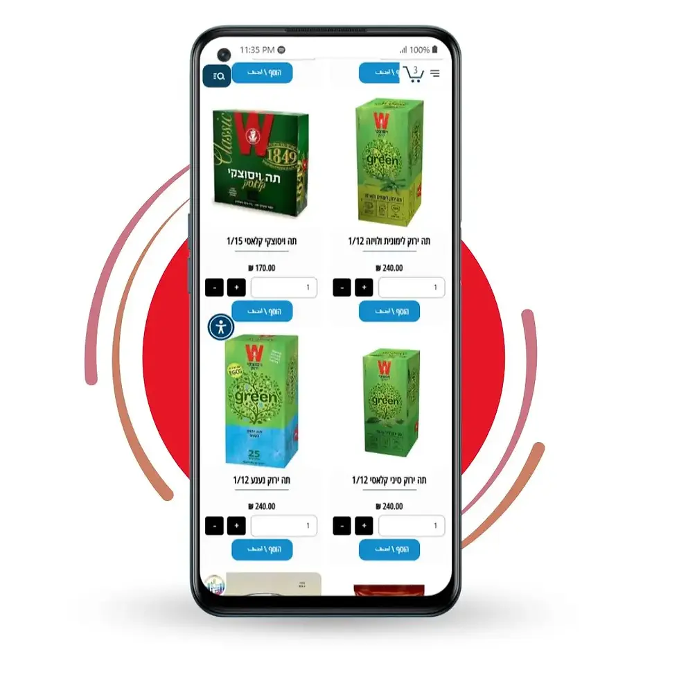 واجهة المتجر على الهاتف تظهر تنظيم المنتجات بشكل بسيط وسهل الاستخدام.