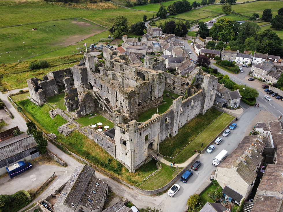 An aerial view of Middleham Castle