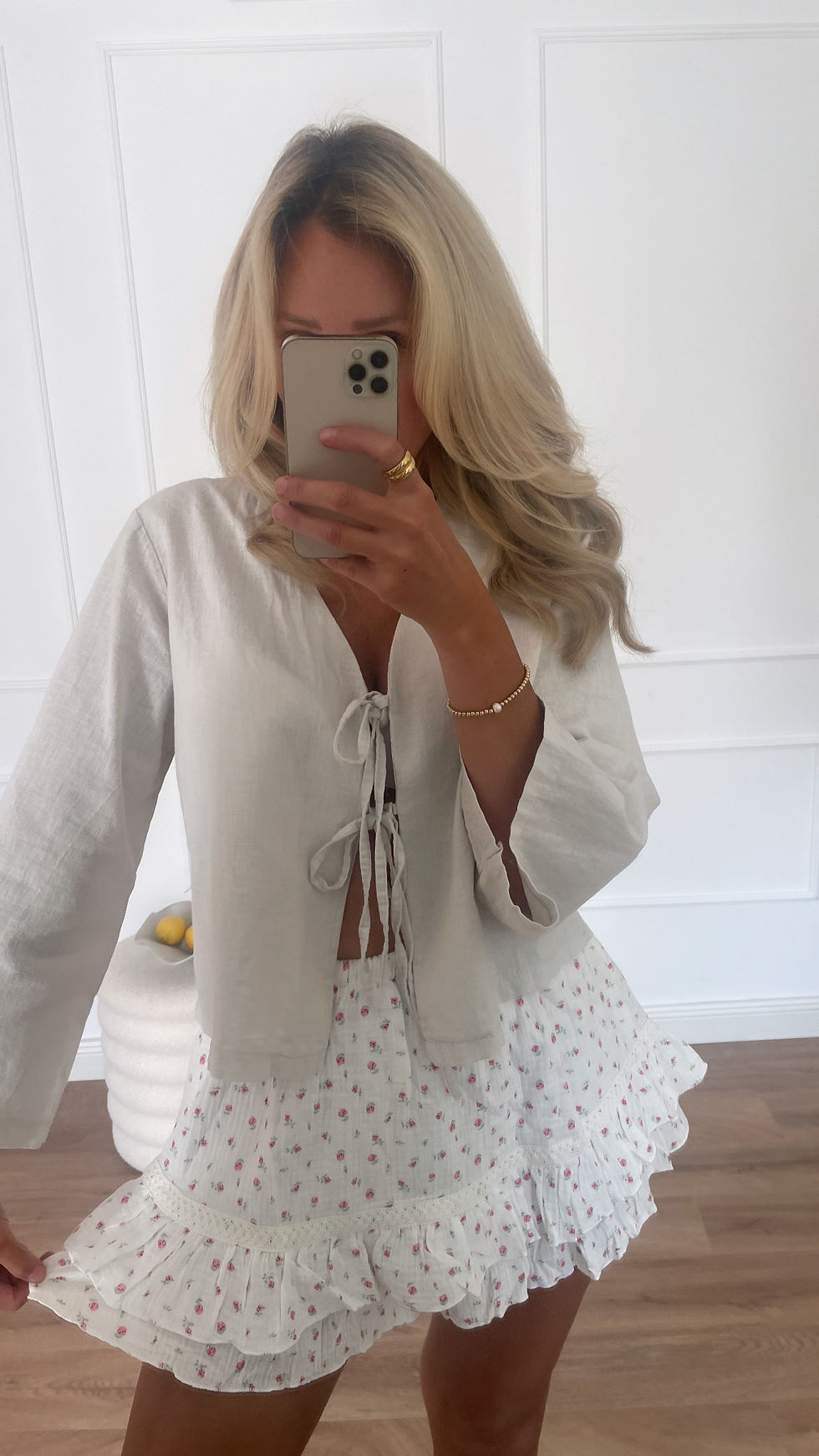 Miniaturbild: Beige linen optic blouse