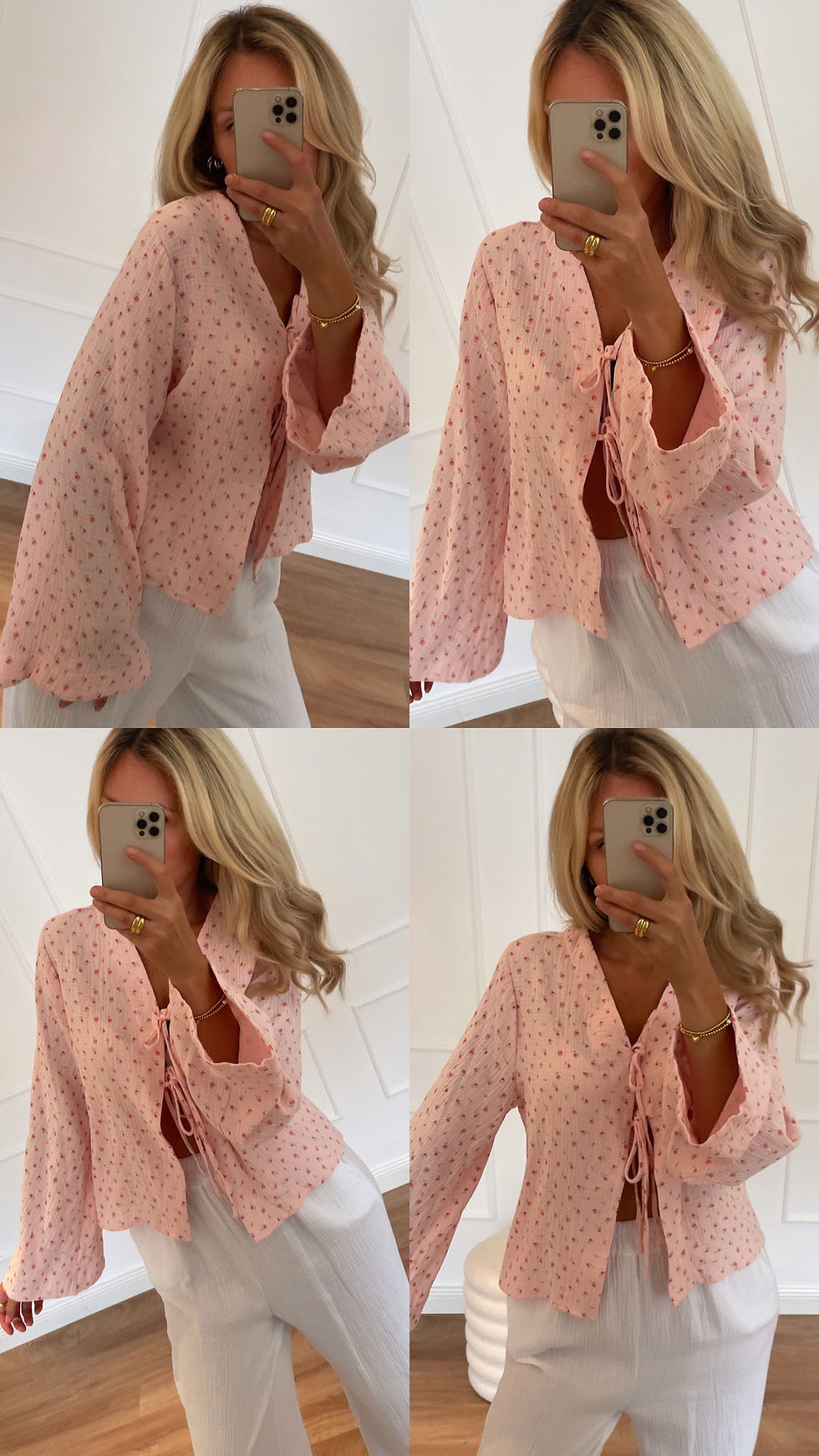 Miniaturbild: Rosa flower musselin blouse