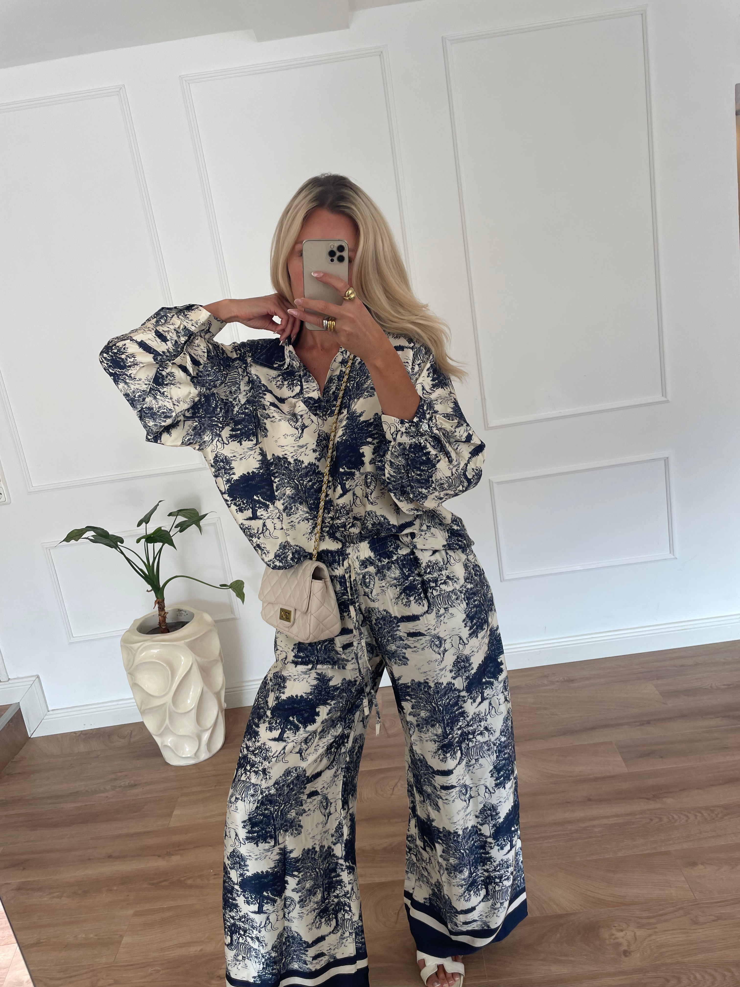 Blue Satin optic pants