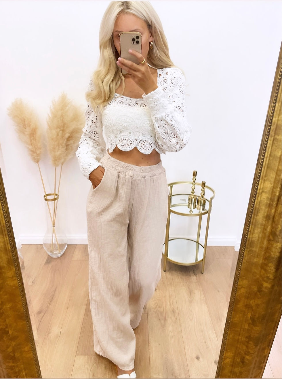 Miniaturbild: Beige musselin pants