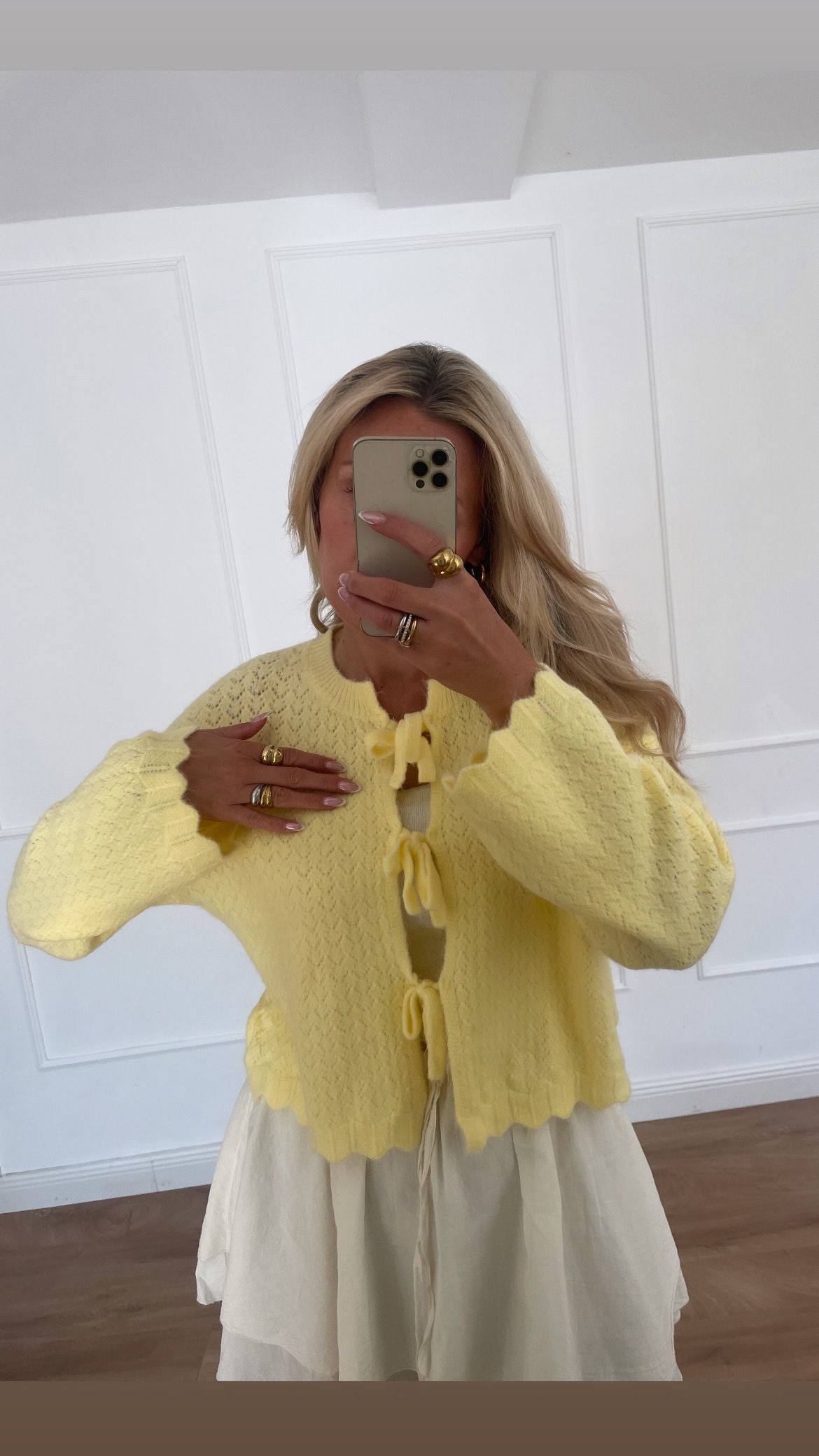 Yellow bow cardigan