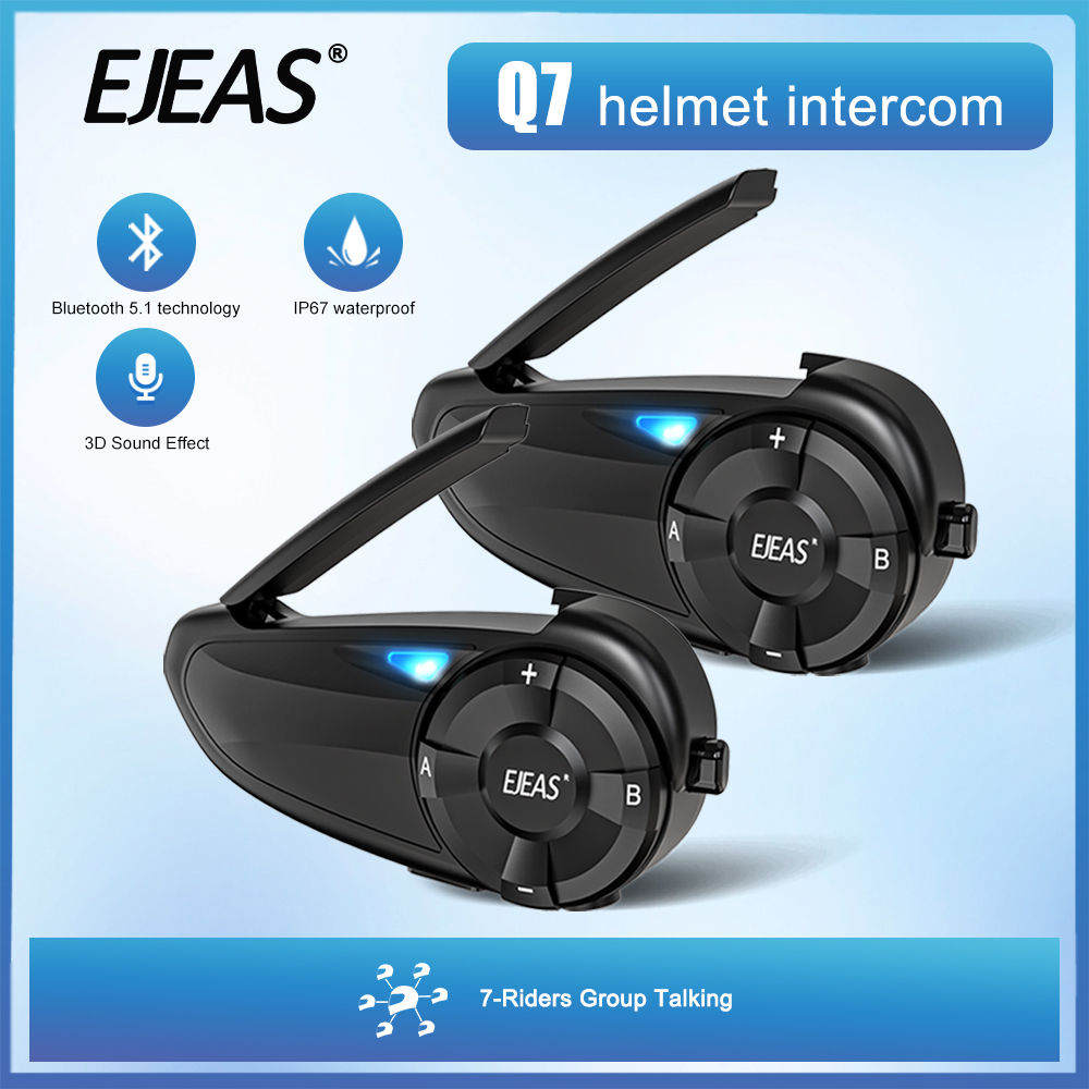 1/2Pcs EJEAS Q7 Type-C Motorcycle Interphone Helmet Intercom Headset BT5.1 Up to