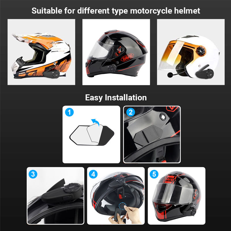 Thumbnail: 1/2Pcs EJEAS Q7 Type-C Motorcycle Interphone Helmet Intercom Headset BT5.1 Up to