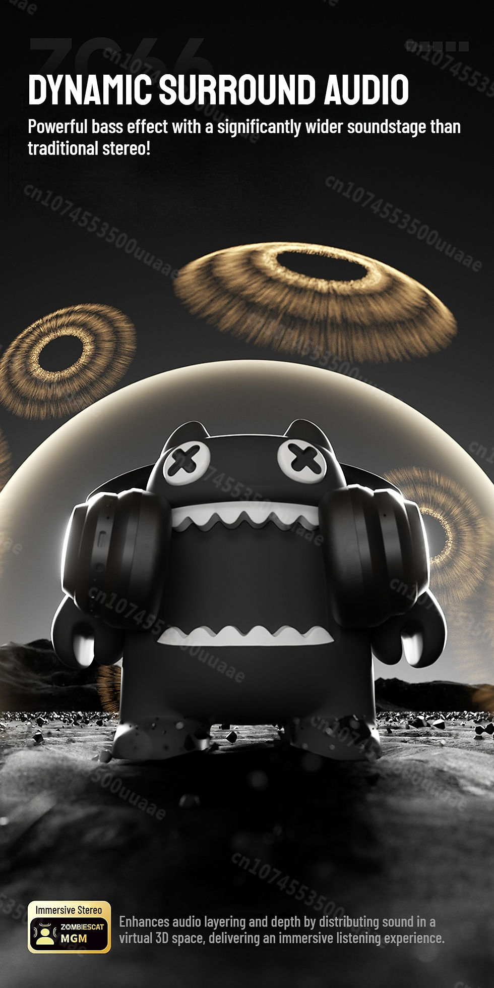 Thumbnail: Zombies Cat S10 ANC Bluetooth 6.0 Headphones -45dB Active Noise