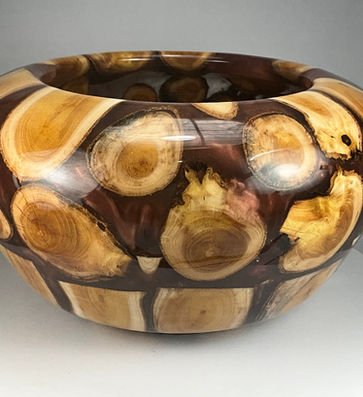 mulberry wood in purple resin that seems to have flames in it
