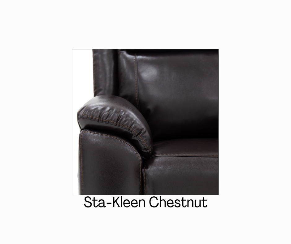Thumbnail: Evolution Lift chair shown close up of quality stitching in Sta-Kleen Chestnut color