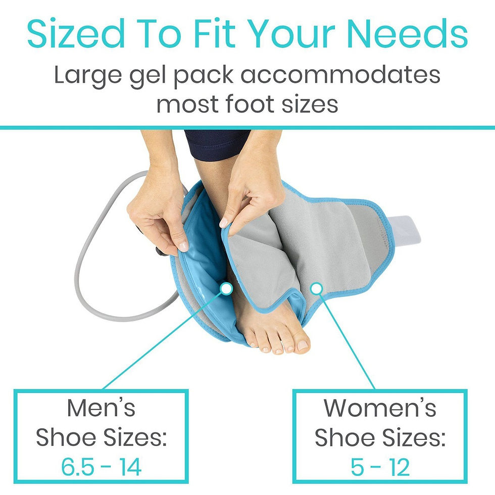 Thumbnail: Ankle Compression Ice Wrap being put on ankle showing sizes