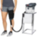 Ice Therapy Machine Universal Pad shown being used on woman's leg