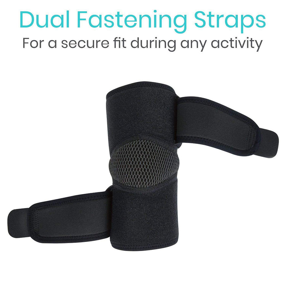 Thumbnail: shows the dual fastening straps for a secure fit of his elbow brace