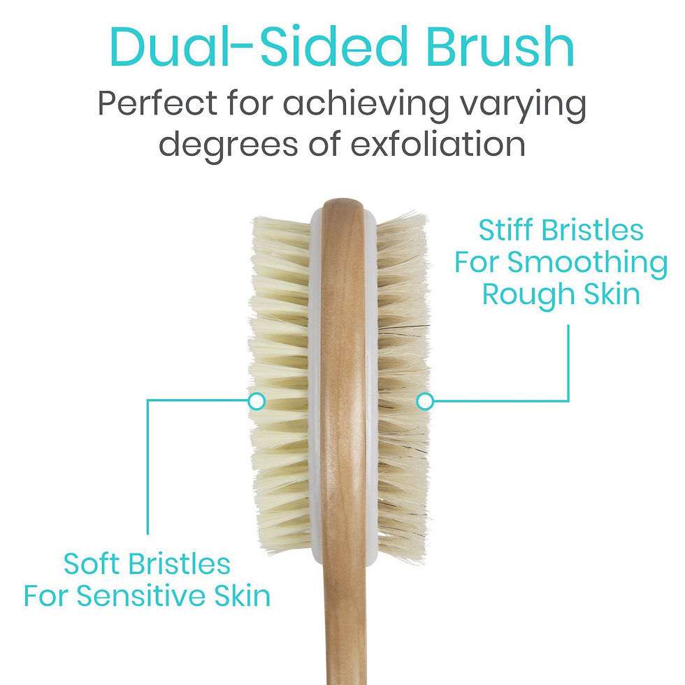 Thumbnail: Lotus Wood Handle Body Brush close up of dual sided brush