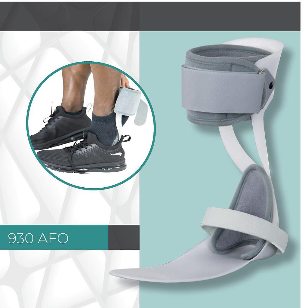 AFO Ankle Foot Orthosis shown by itself and being worn by man