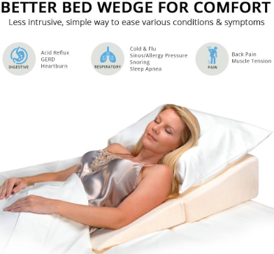 Thumbnail: Contour Folding Bed Wedge Cushion shown with lady sleeping on highlighting benefitsit