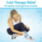 Instant Cold Pack lady using on ankle giving relief for sprains, bruising and sore muscles