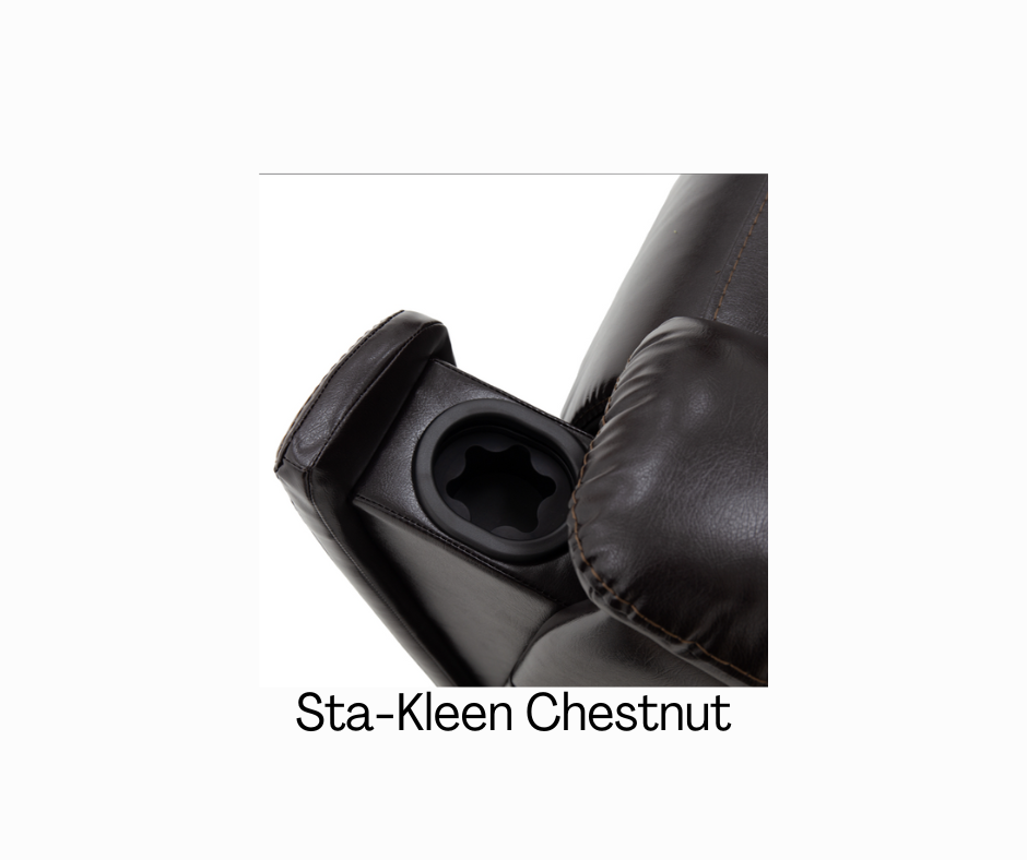 Thumbnail: Evolution Lift chair shown focusing on cup holder  in Sta-Kleen Chestnut color