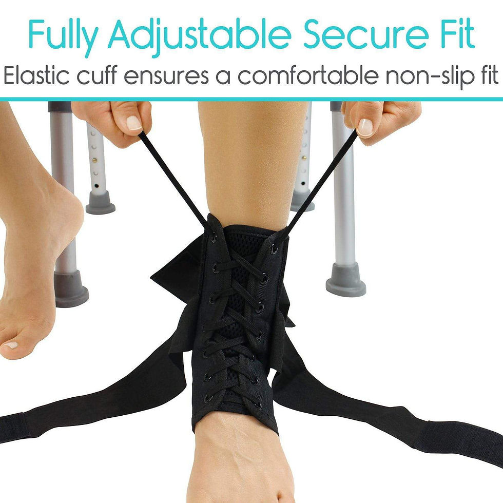 Thumbnail: ankle lace up brace shown being tied up for a secure fit