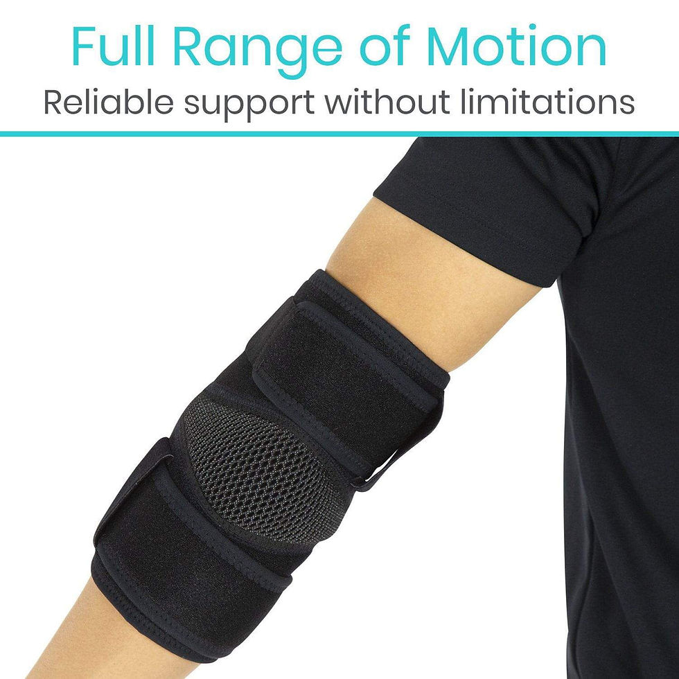 Thumbnail: man wearing elbow brace showing full range of motion