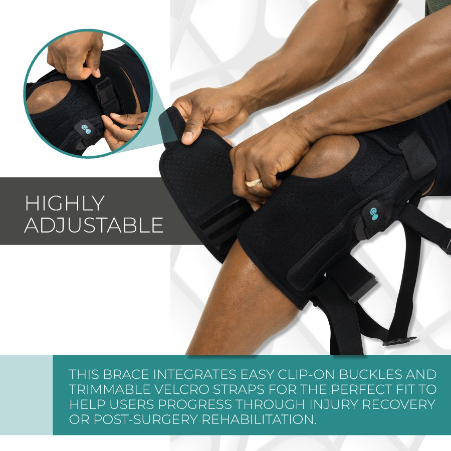 Thumbnail: 833 Knee Brace highly adjustable worn on a mans knee