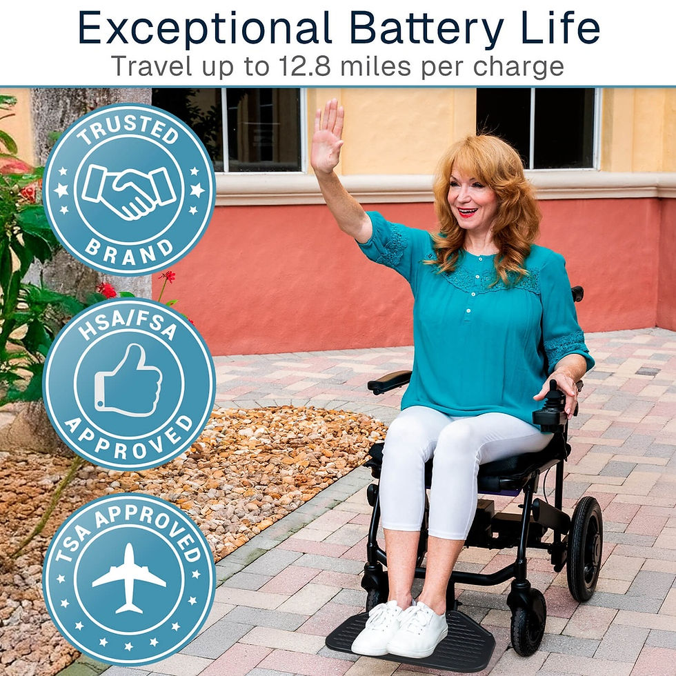 Thumbnail: Lady using her Carbon Crossover Power Wheelchair on her sidewalk