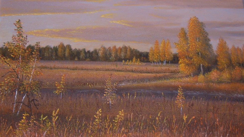 «Перелесок осенью». Л.И.Гришин. Оргалит, масло. 1992г.