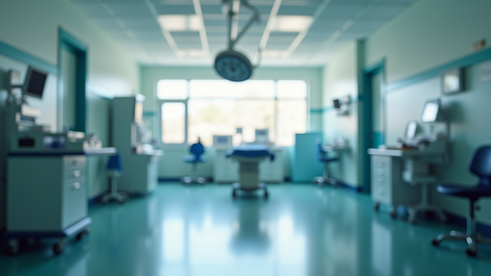 Eye-level view of a hospital room with medical equipment