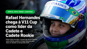 Rafael Hernandes, piloto Café com Kart, em imagem de capa para matéria pré-corrida da V11 Cup 2026. Trecho/copy: Rafa