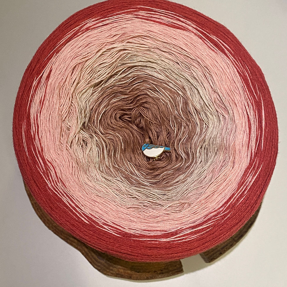 Miniatura: Háčkovací příze Ombre Cihlová 1500m I100% bavlna pohled shora