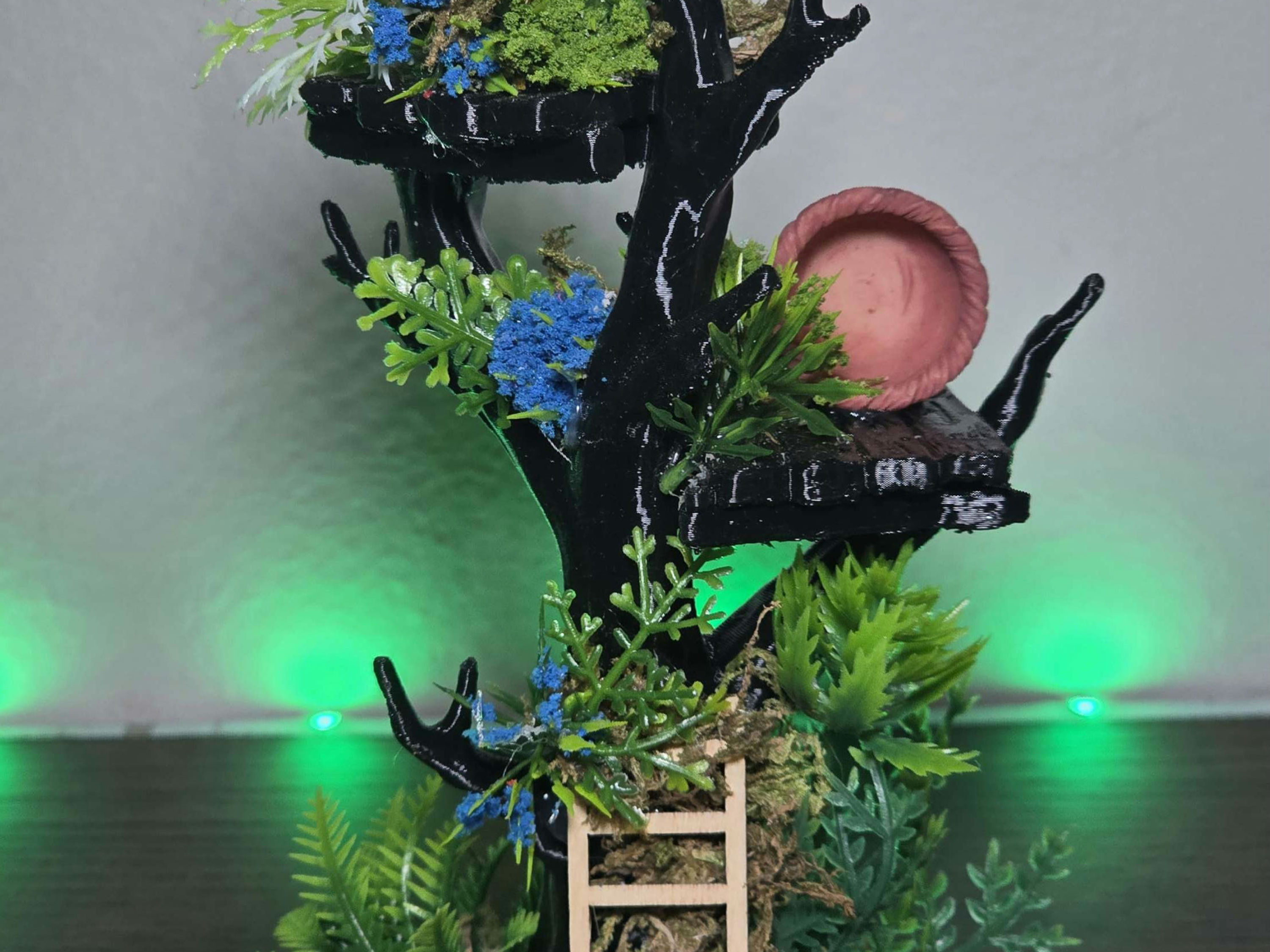 Tropical Treehouse Jumping Spider Playset  7 inches W/ Genuine Crystals
