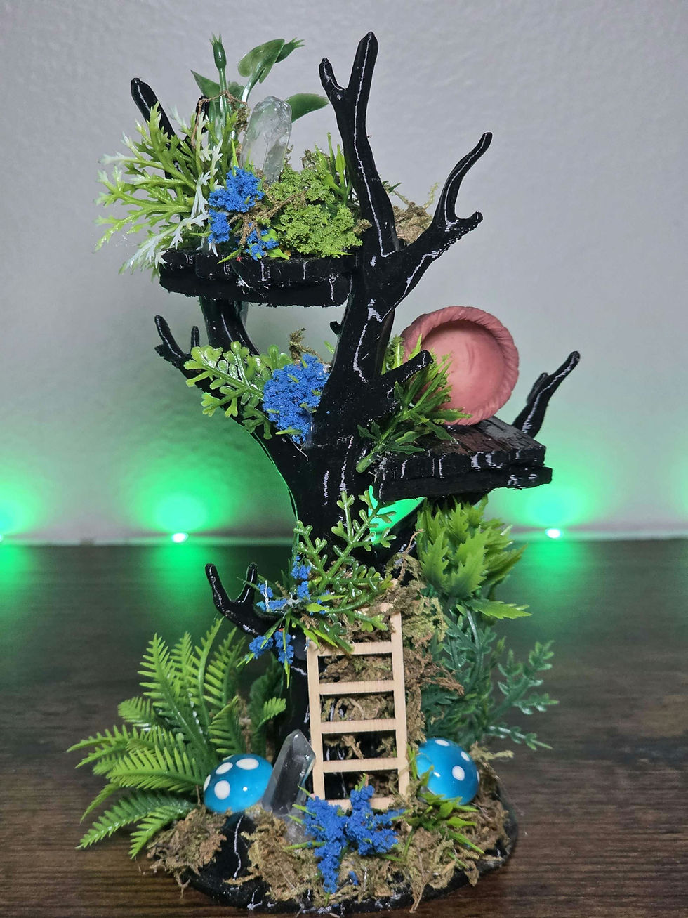 Thumbnail: Tropical Treehouse Jumping Spider Playset  7 inches W/ Genuine Crystals