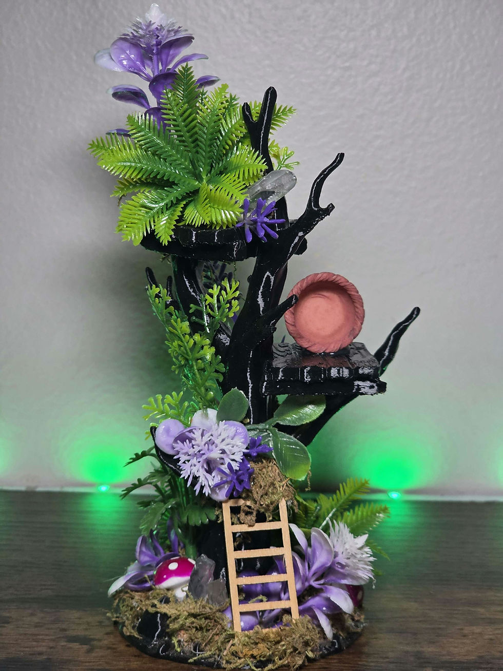 Thumbnail: Tropical Treehouse Jumping Spider Playset W/ Real Crystals 7 inches (Purple)