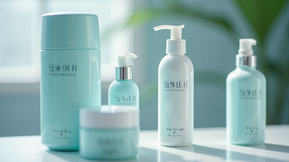 Close-up view of Korean skincare products being inspected for quality control