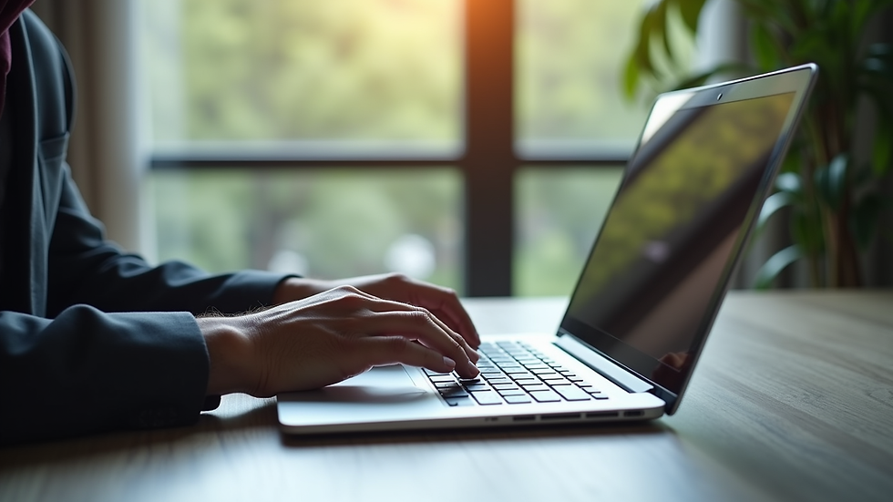 Close-up view of a recruiter reviewing candidate profiles on a laptop