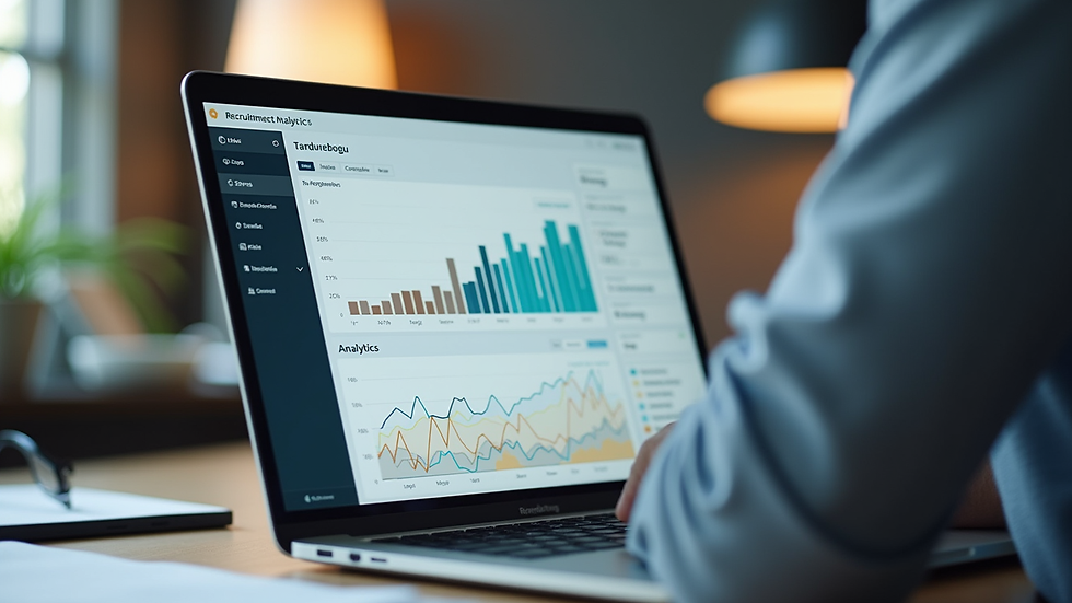 Close-up view of a laptop screen displaying recruitment analytics dashboard