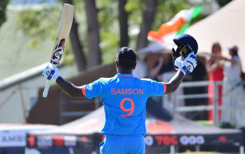 South Africa vs India, 3rd ODI_ Sanju Samson score his maiden ODI hundred (108 runs) _ Walking Wicket (Photo_ ©ICC_Twitter)