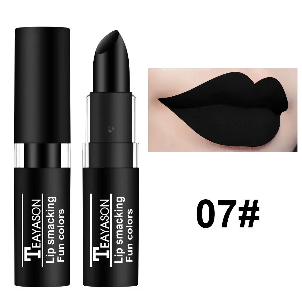 12 Color Lipstick Waterproof Long Lasting Cosmetic Black Blue Purple Green Matte