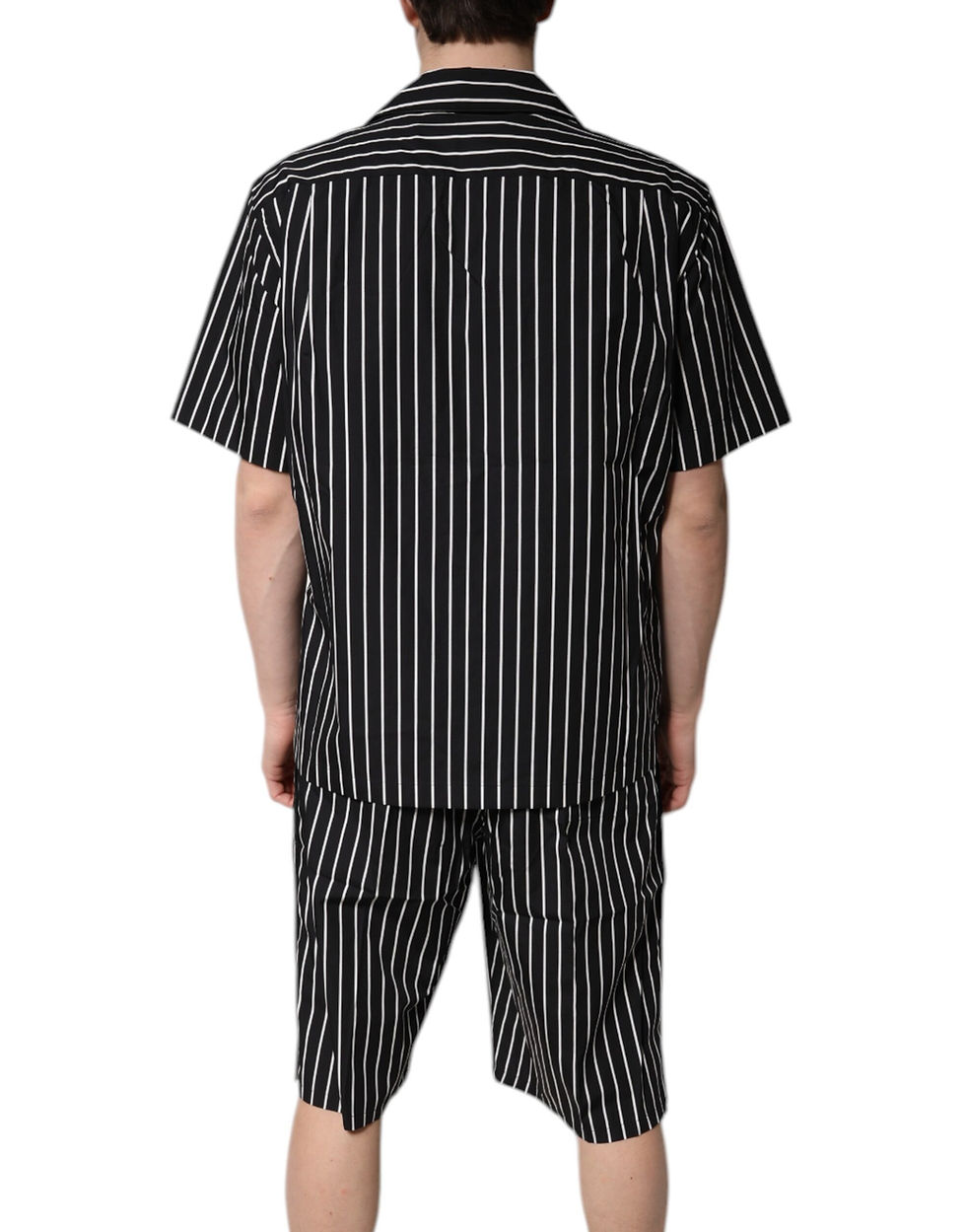 Thumbnail: Dolce & Gabbana Black White Stripes Cotton Men Pajama Set Sleepwear