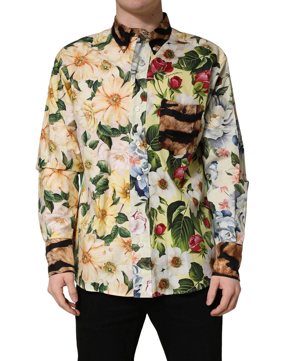Thumbnail: Dolce & Gabbana Multicolor Floral Animal Print Collared Shirt