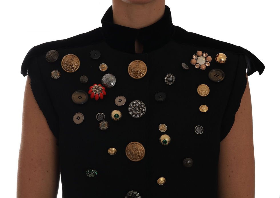 Thumbnail: Dolce & Gabbana Black Embellished Floral Military Jacket Vest
