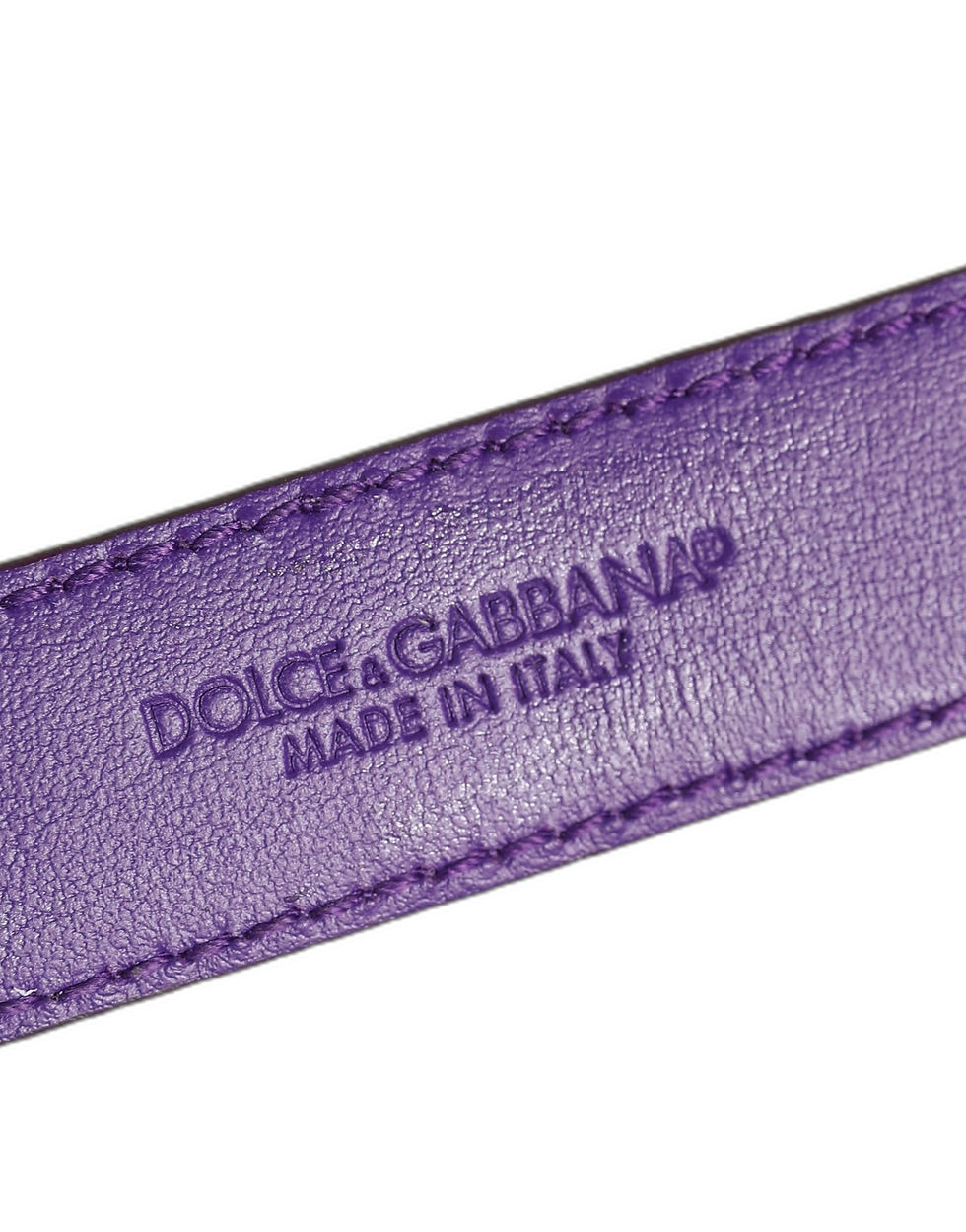 Thumbnail: Dolce & Gabbana Violet Embossed Leather Gold Buckle Belt Strap Bracelet