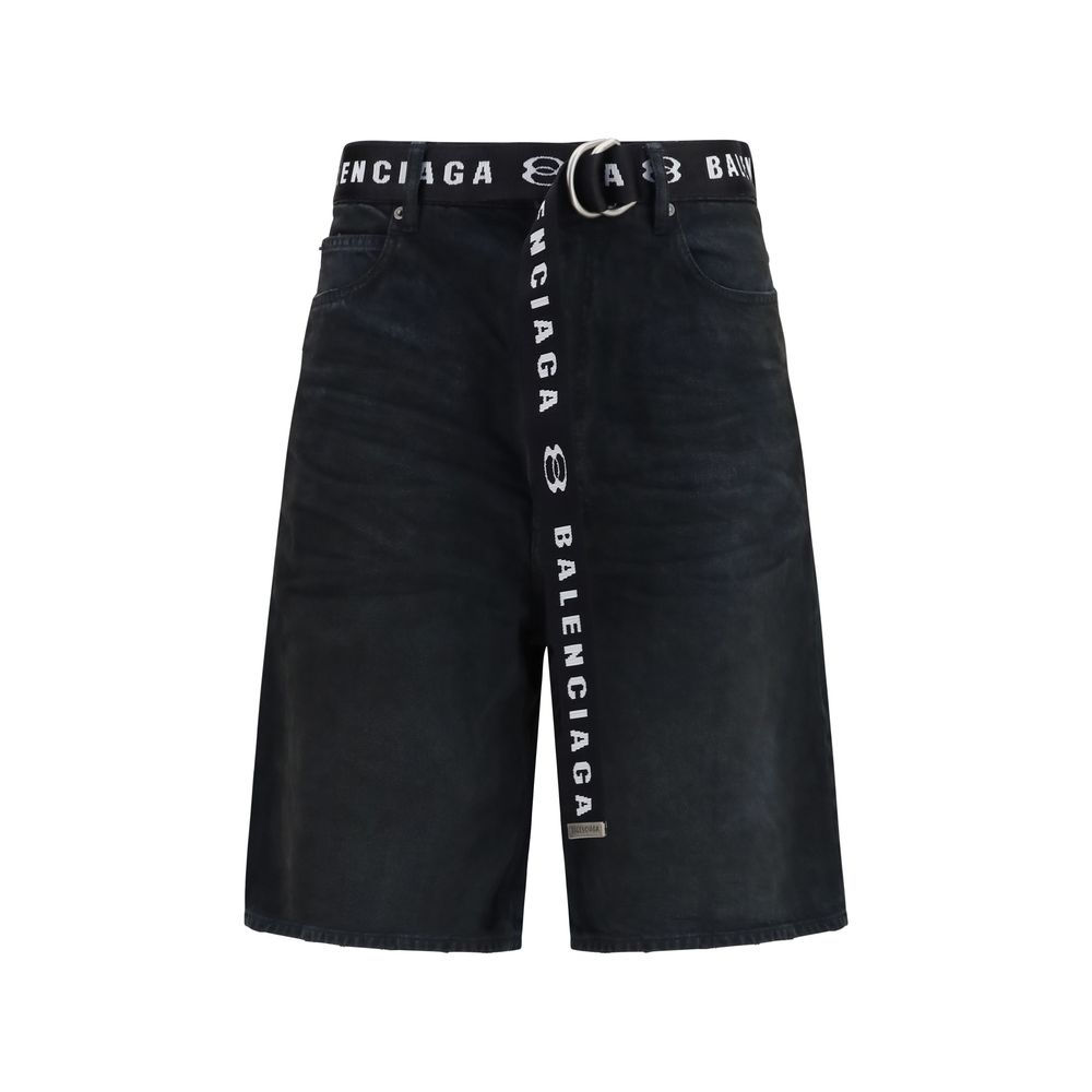 Balenciaga Black Cotton Bermuda Shorts