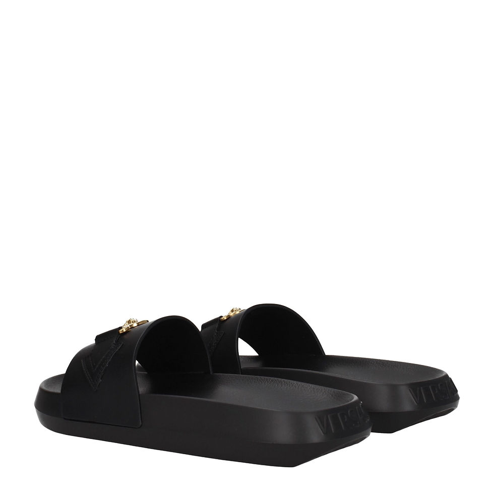 Thumbnail: Versace Black Leather Slippers
