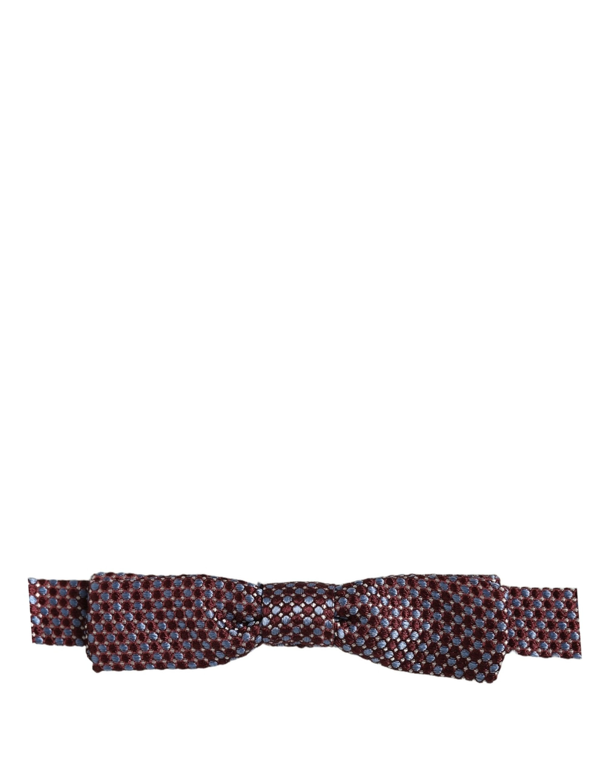 Dolce & Gabbana Blue Burgundy Woven Adjustable Neck Papillon Bow Tie