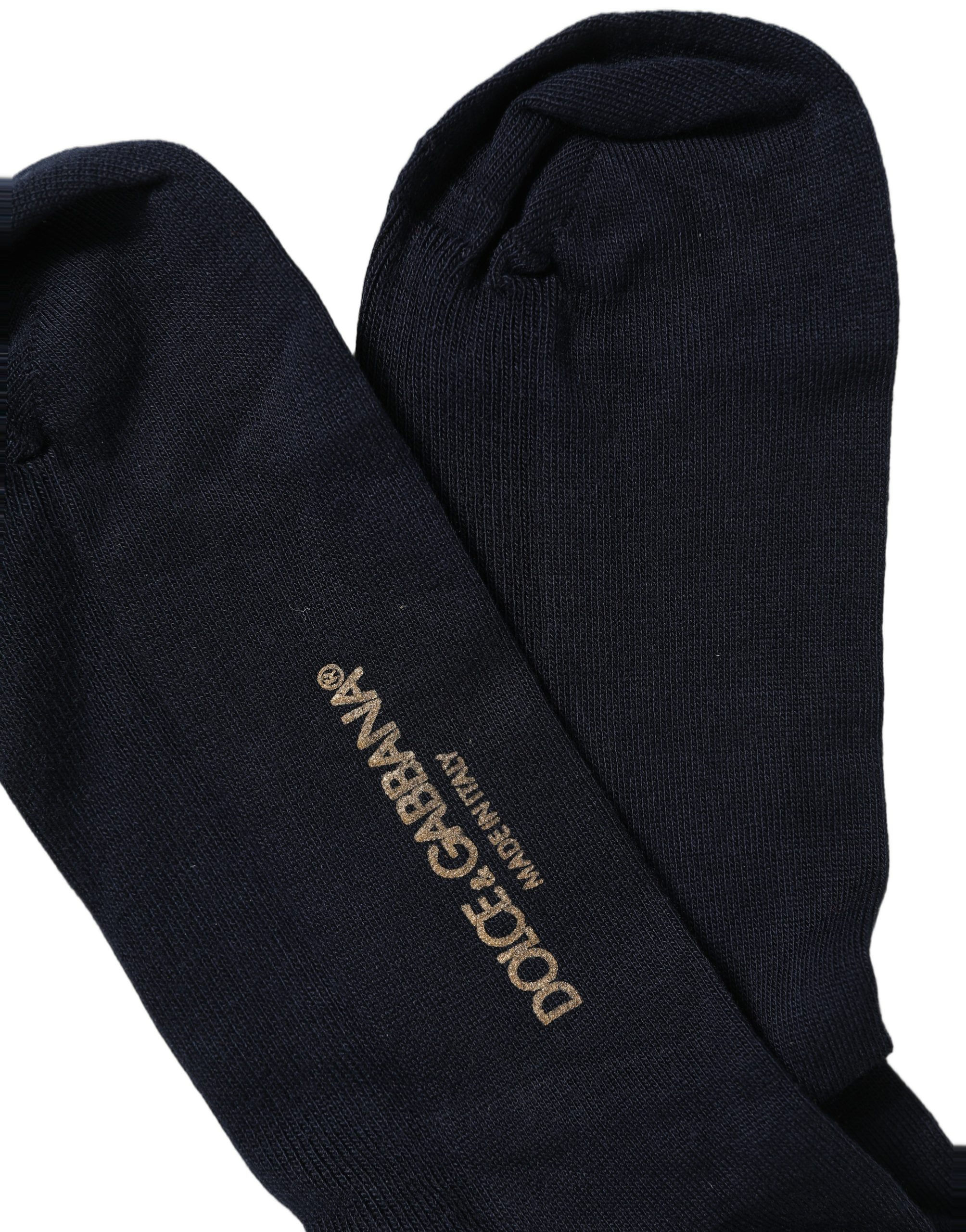 Dolce & Gabbana Men Dark Blue Viscose Over The Calf Accessory Socks